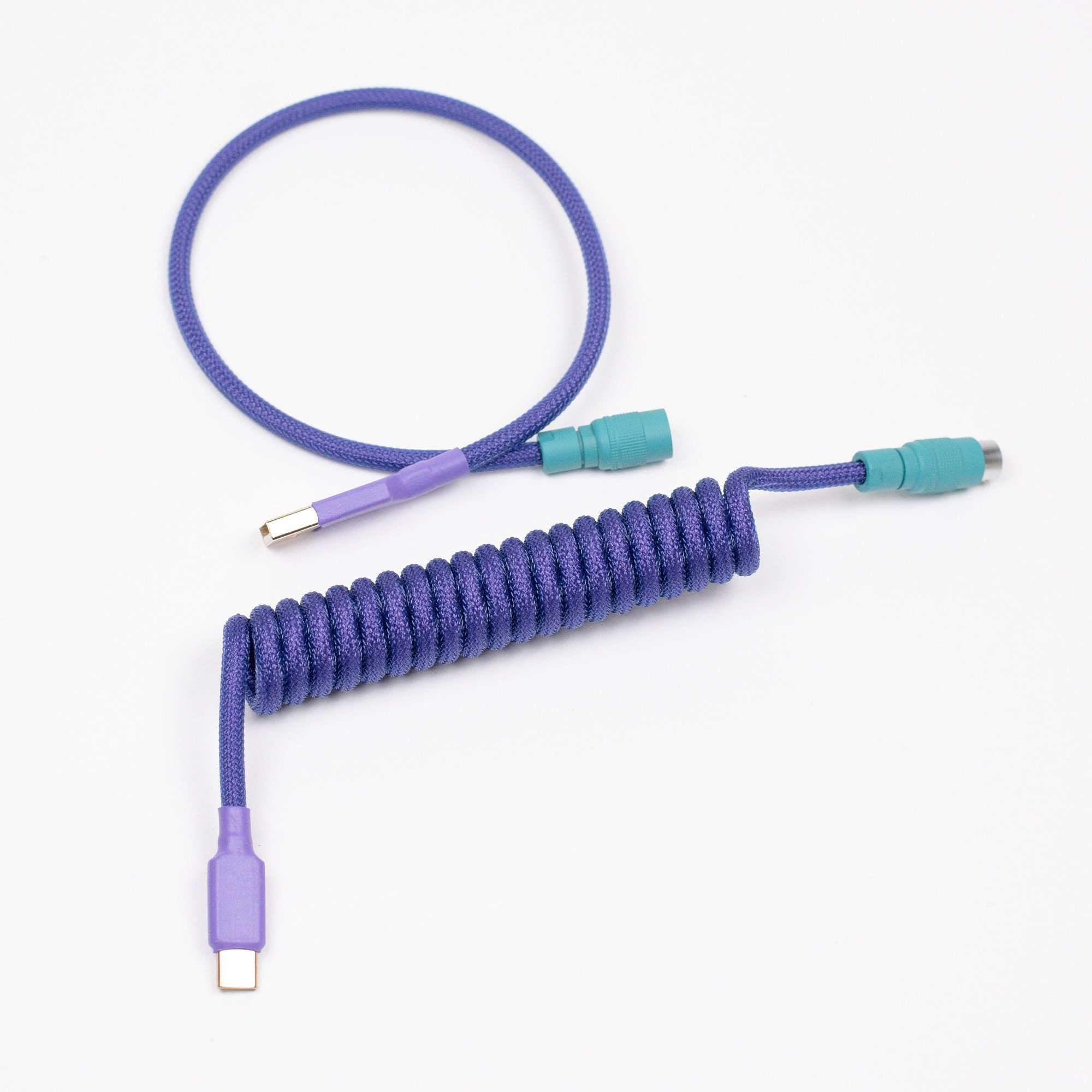Twozoh Câble Spiralé USB C Clavier Mécanique, Tressé Double Manchon avec  aviateur en métal détachable Type C Câble Clavier (Violet)