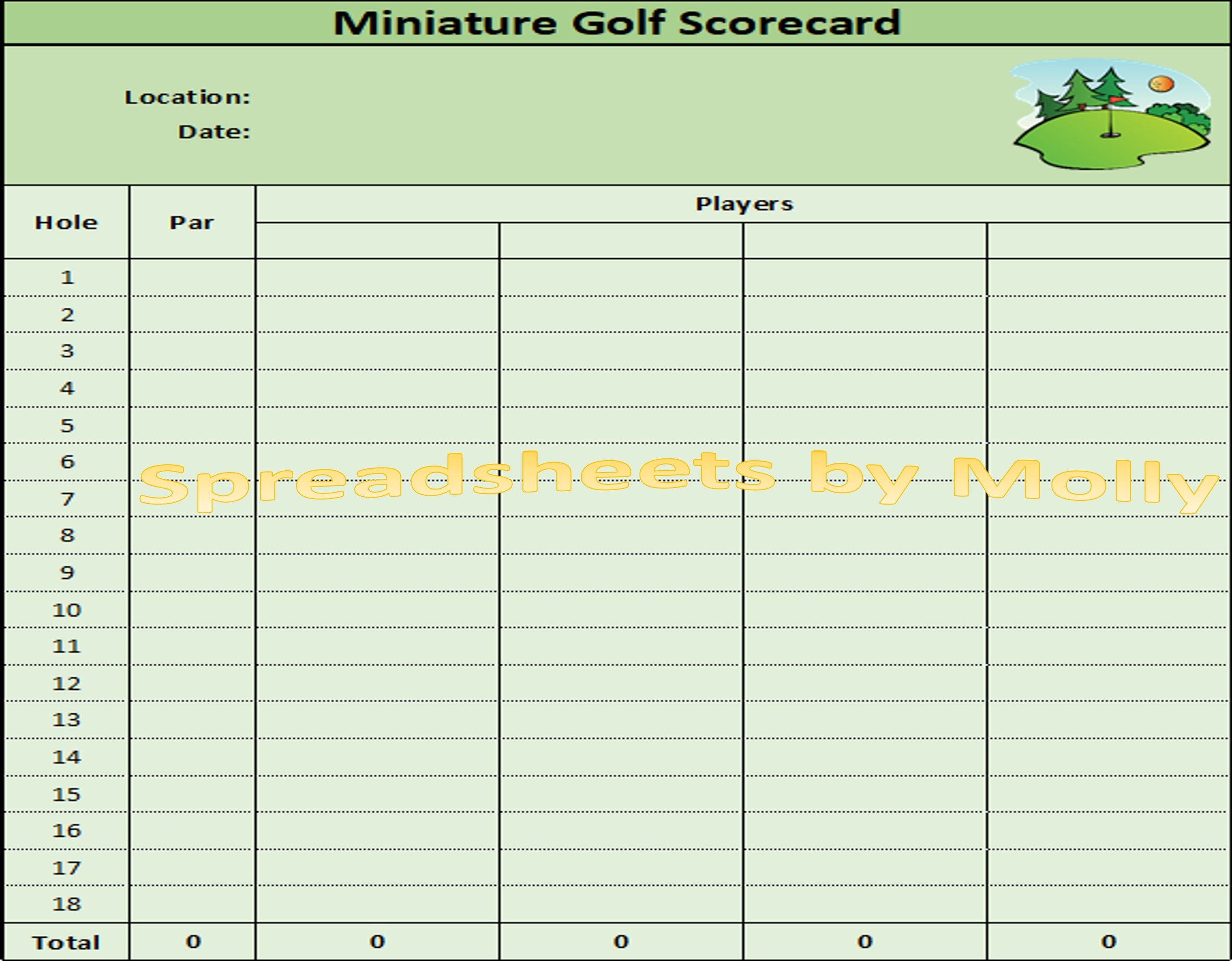 Free Golf Scorecard Template Excel