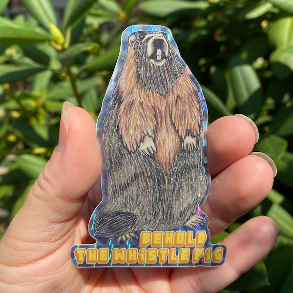 Behold the Whistle Pig Prismatic Sticker! For wildlife & nature lovers, hiking, camping, backpacking the great outdoors.