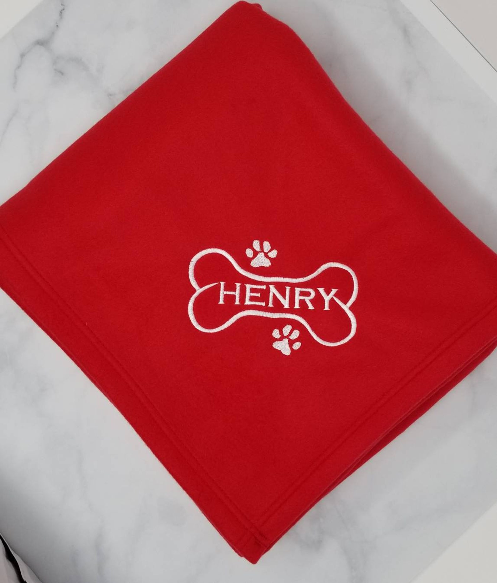 Custom Dog Blanket Personalized Pet Blanket Embroidered Paw Etsy