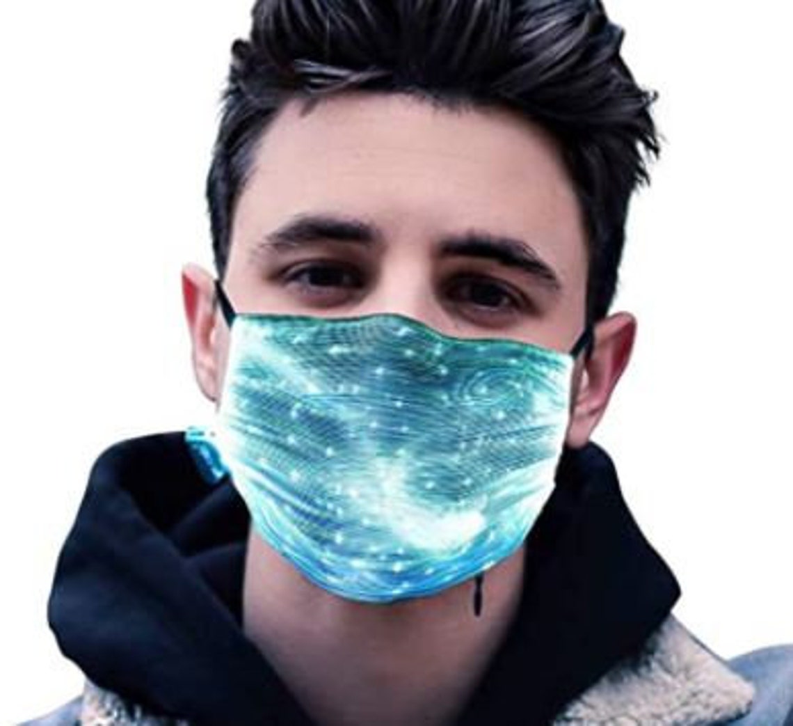 Multicolored LED Fiber Optic Face Mask 7 Colors Removable Etsy