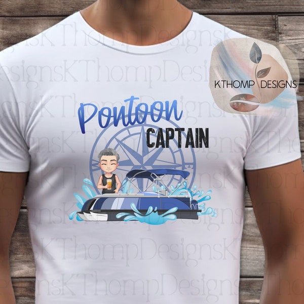 Pontoon Captain Sublimation Design, T-shirt Design, vacation shirt, Boating Shirt, Personalized, Digital Download, 300 DPI, Sublimation, PNG