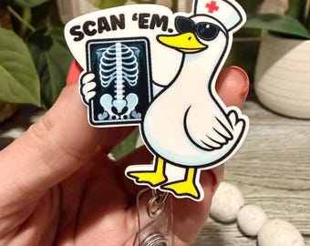 Portatarjetas Scan 'Em Goose para técnicos de radiología
