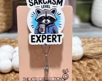 Carrete de insignias de mapache experto en nivel de sarcasmo