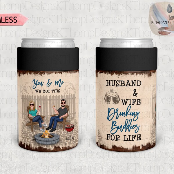 Husband & Wife Drinking Buddies For Life design, 12oz Can Cooler, Digital Download, 300 DPI, Sublimation, PNG