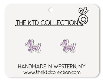 Pendientes de animales de globos, pendientes kawaii en morado pastel