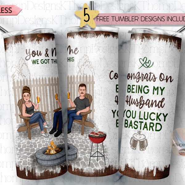 Congrats On Being My Husband You Lucky Bastard 20oz Skinny Sublimation Tumbler Wrap, Tumbler Template, Digital Download, 300 DPI, PNG