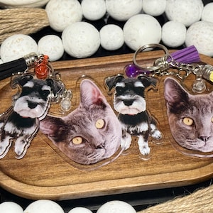 Personalized Pet Portrait Keychain, Custom Cat Keychain, Dog Photo Keyring, Gift For Pet Lovers, Pet Memorial Gift, Holiday Gift
