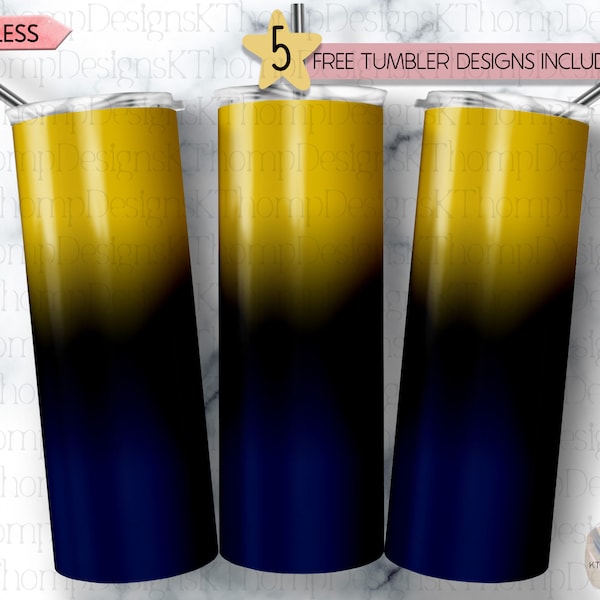 Blue Black Gold Ombre Background, Digital Download 20oz Skinny Tumbler, 300 DPI, Sublimation, PNG