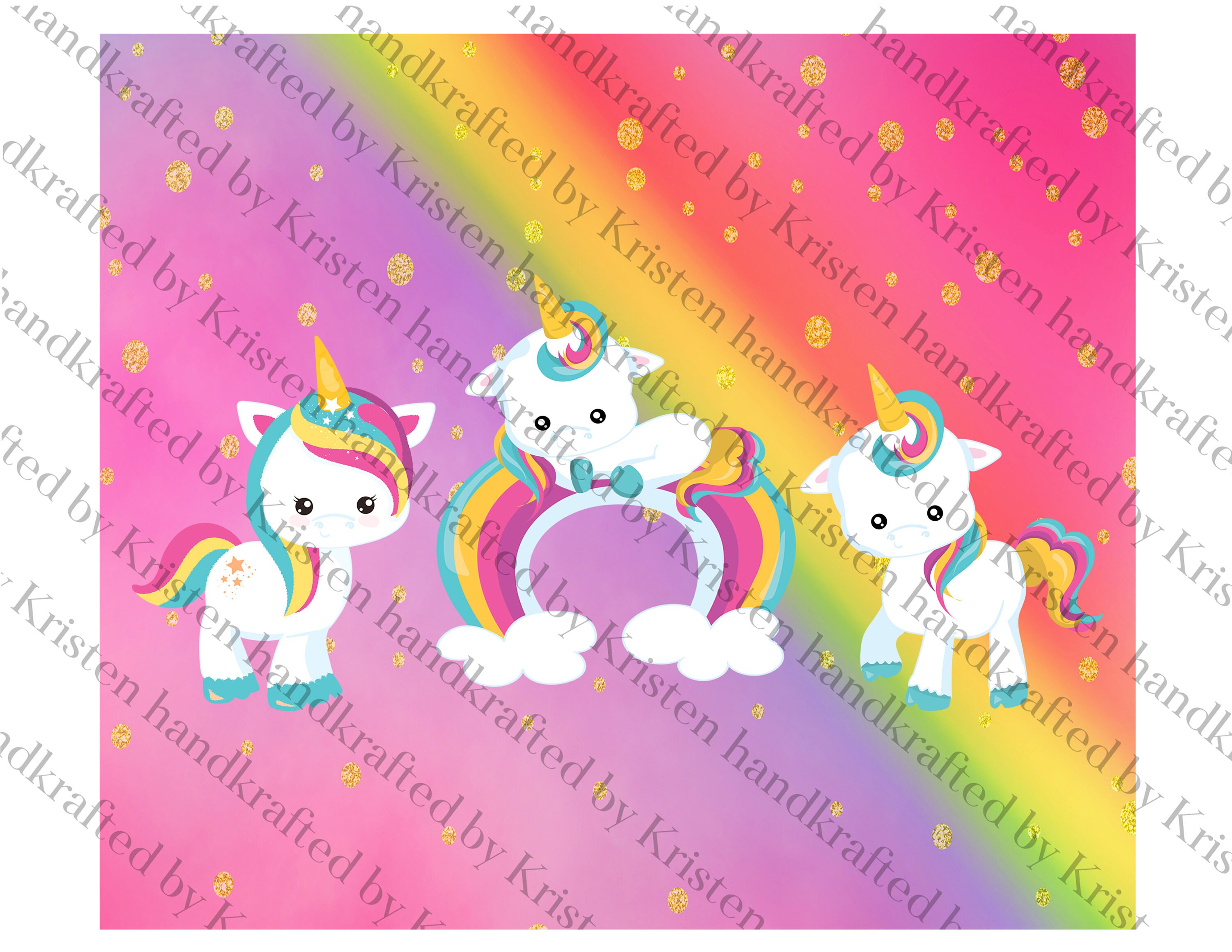 Rainbow Unicorns 20oz Skinny Tumbler Digital Download 300 Etsy UK