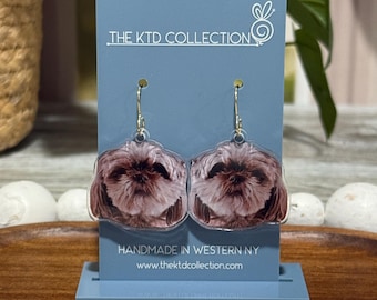 Pendientes personalizados con retrato de mascota: joyas acrílicas para amantes de las mascotas