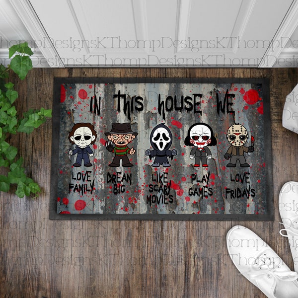 Horror Movie Characters Door Mat Design, Digital Download, 300 DPI, Sublimation, PNG