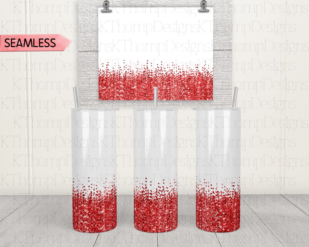 Red Glitter Ombre Background, Digital Download 20oz Skinny Tumbler, 300