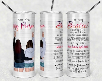 You Are My Person To My Bestie! 20oz Skinny Tumbler, Digital Download, 300 DPI, Sublimation, Waterslide , PNG