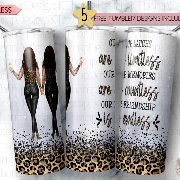 Lachen sind grenzenlos, Erinnerungen sind zahllos, Freundschaft ist endlos 20 Unzen Skinny Sublimation Tumbler Wrap, digitaler Download, 300 DPI, PNG