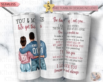 The Day I Met You I Love You Forever and Always We Got This design 20oz Skinny Sublimation Tumbler Wrap, Digital Download, 300 DPI, PNG