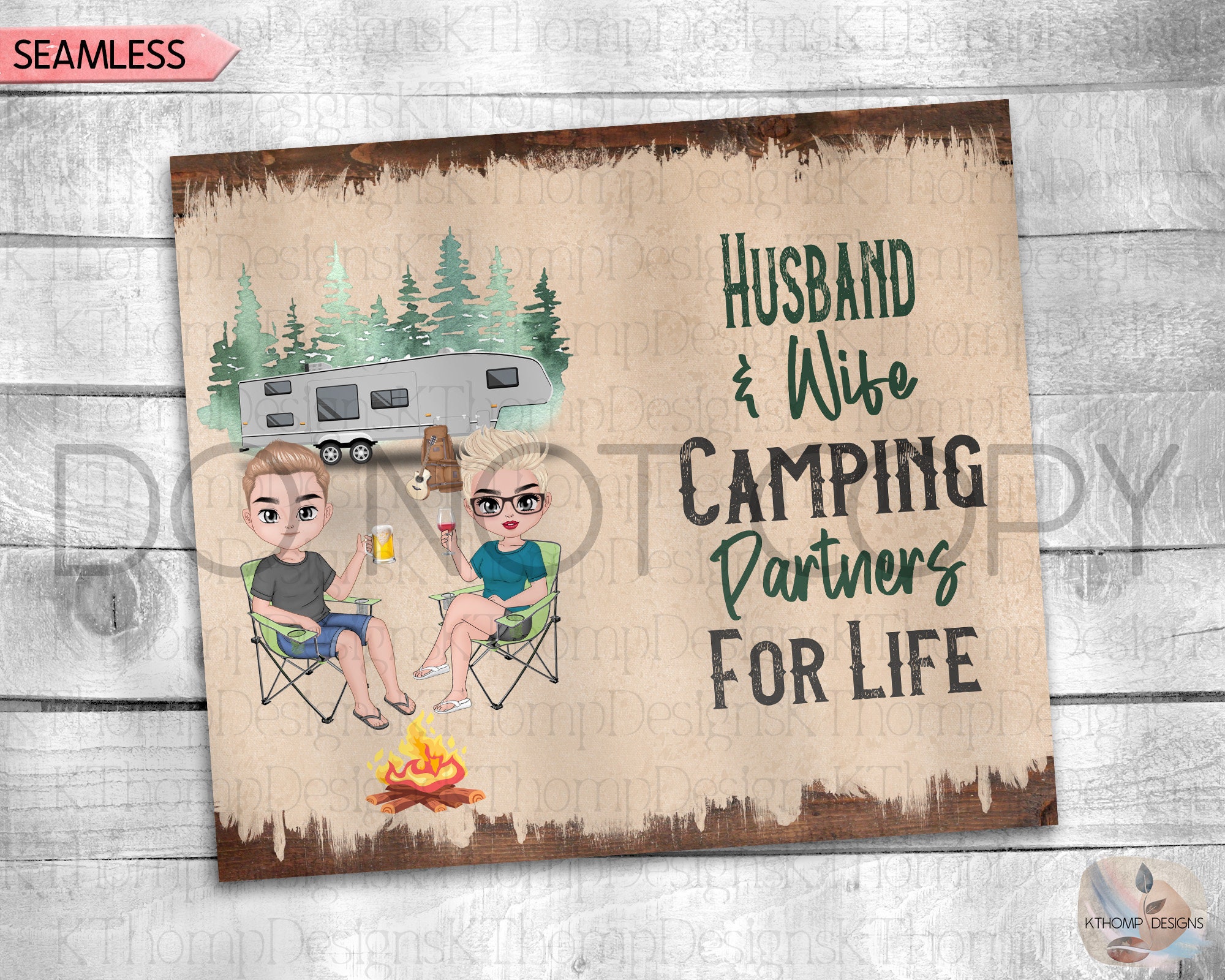 Husband & Wife Camping Partners for Life Design 20oz Skinny Etsy