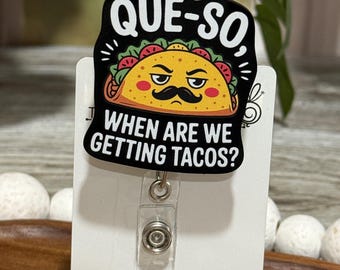 Porta credenciales retráctil con diseño de taco, ideal para enfermeras, personal sanitario y oficinistas amantes de los tacos.