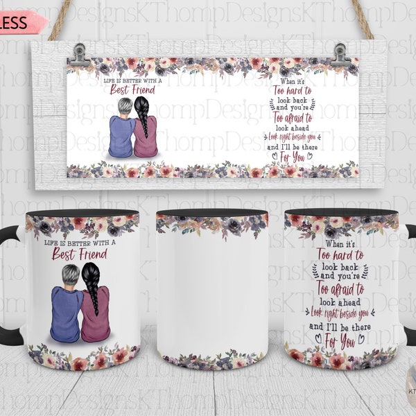 Life Is Better With A Best Friend 15oz Sublimation Coffee Mug Wrap, Digital Download, Sublimation Coffee Mug Template, 300 DPI, PNG