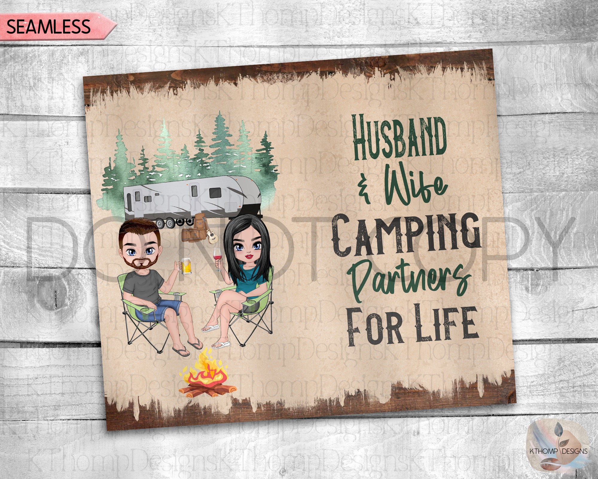 Husband & Wife Camping Partners for Life Design 20oz Skinny Etsy