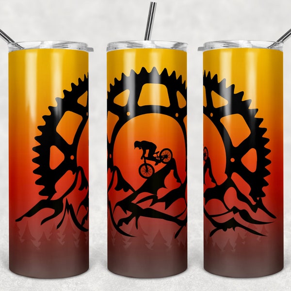 20 oz Skinny Tumbler, Sublimation Design, BMX Mountain Bike, Digital Download, 300 DPI, Waterslide, PNG