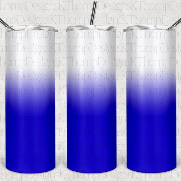 Blue to White Ombre Background, Digital Download 20oz Skinny Tumbler, 300 DPI, Sublimation, Waterslide, PNG