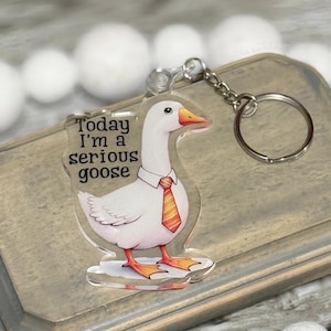 Today I&#39;m a Serious Goose Keychain, Funny Goose Keyring, Cute Keychain, Trendy Gift For Goose Lovers, Car Accessories, Gift For Her