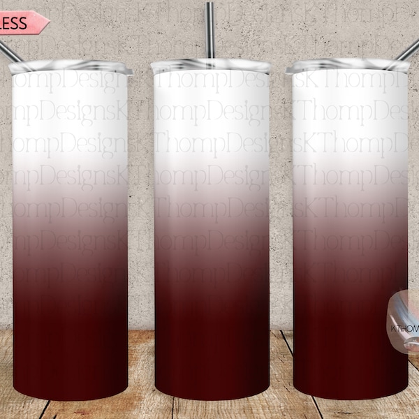 Maroon & White Ombre Background, Digital Download 20oz Skinny Tumbler, Instant Download, 300 DPI, Sublimation, PNG