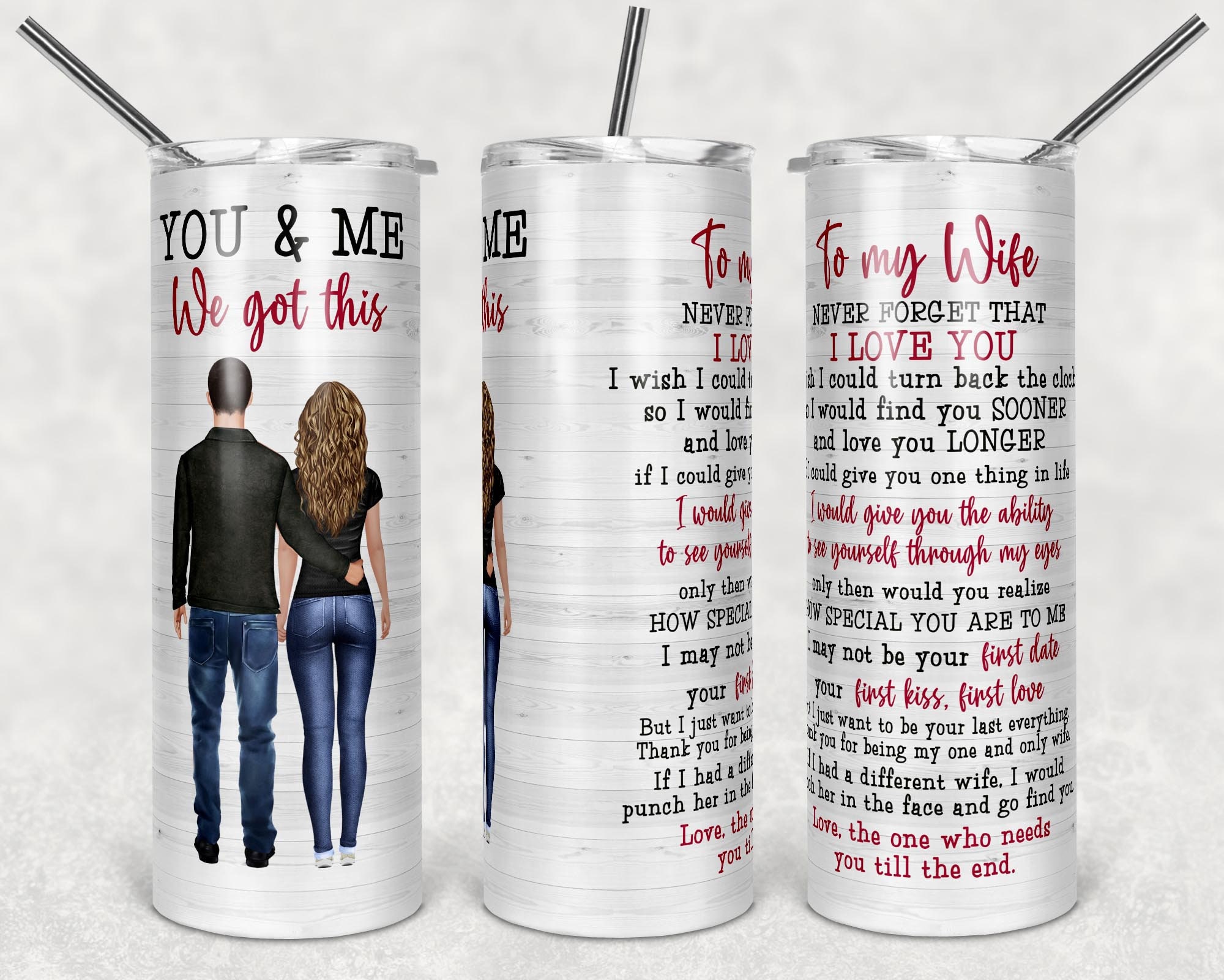 You & Me To My Wife brunettes | 20oz Skinny Tumbler | Digital Downloa…
