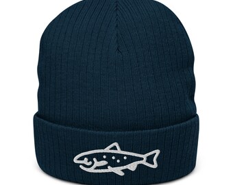 Fish fisherman angler warm winter hat cap beanie