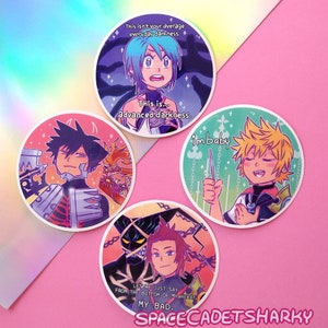 Kh 3, Aqua, Terra, Ventus, Vanitas, Meme, Vinyl Stickers 3" x 3"