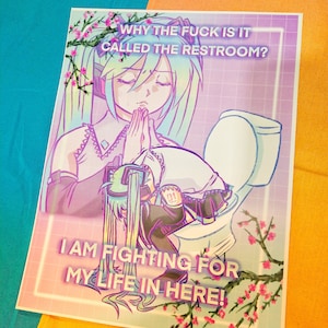 Fighting for her life on the toilet meme 11 x 14 print image 4