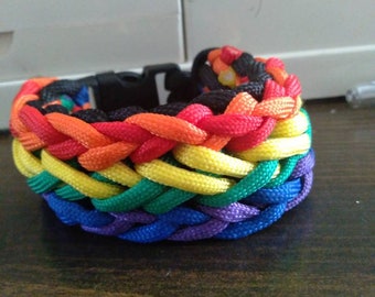Custom Pride Flag Paracord Bracelet Cuff: Handmade LGBTQIA Jewelry