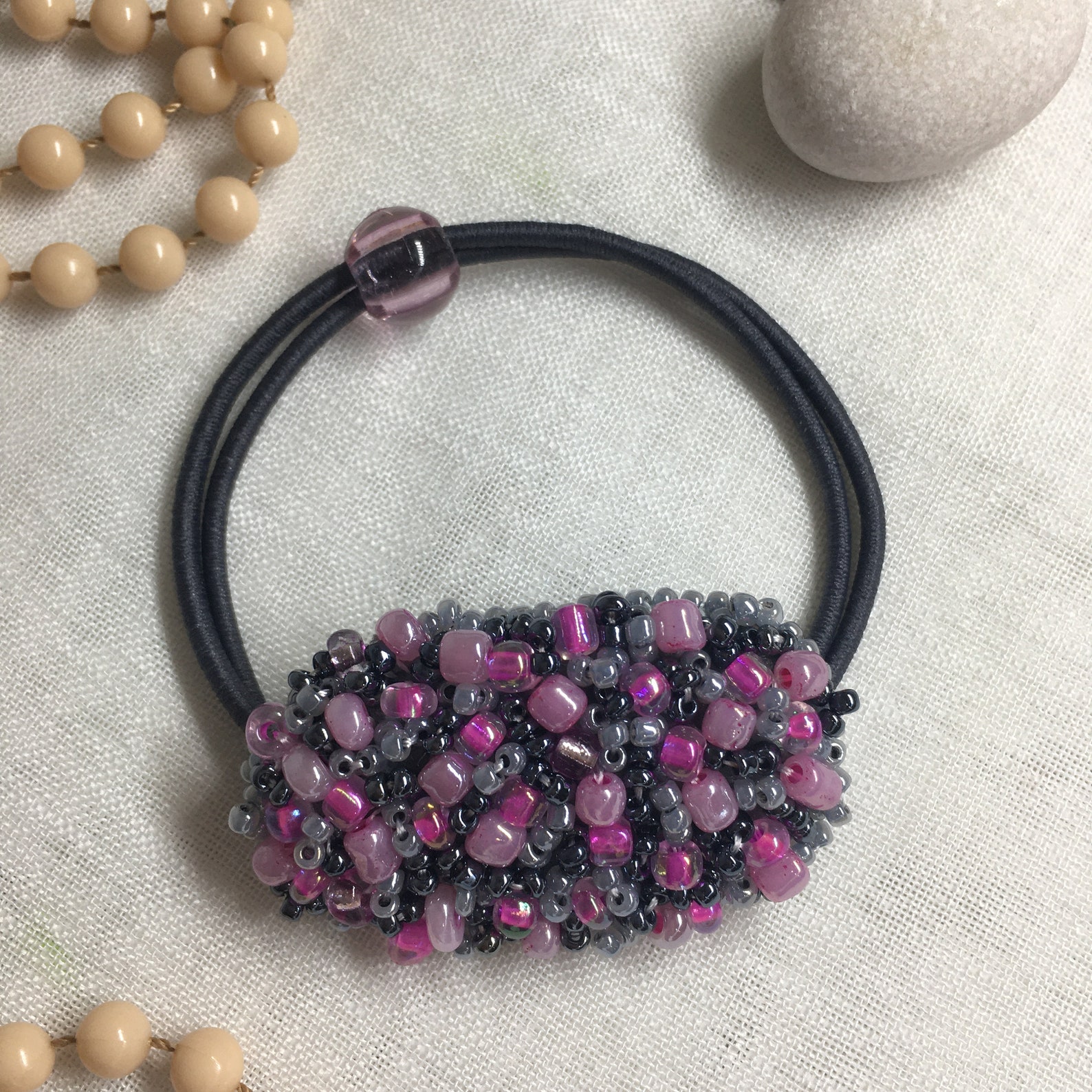 Beaded scrunchies hair accessory beaded elastics beaded Etsy