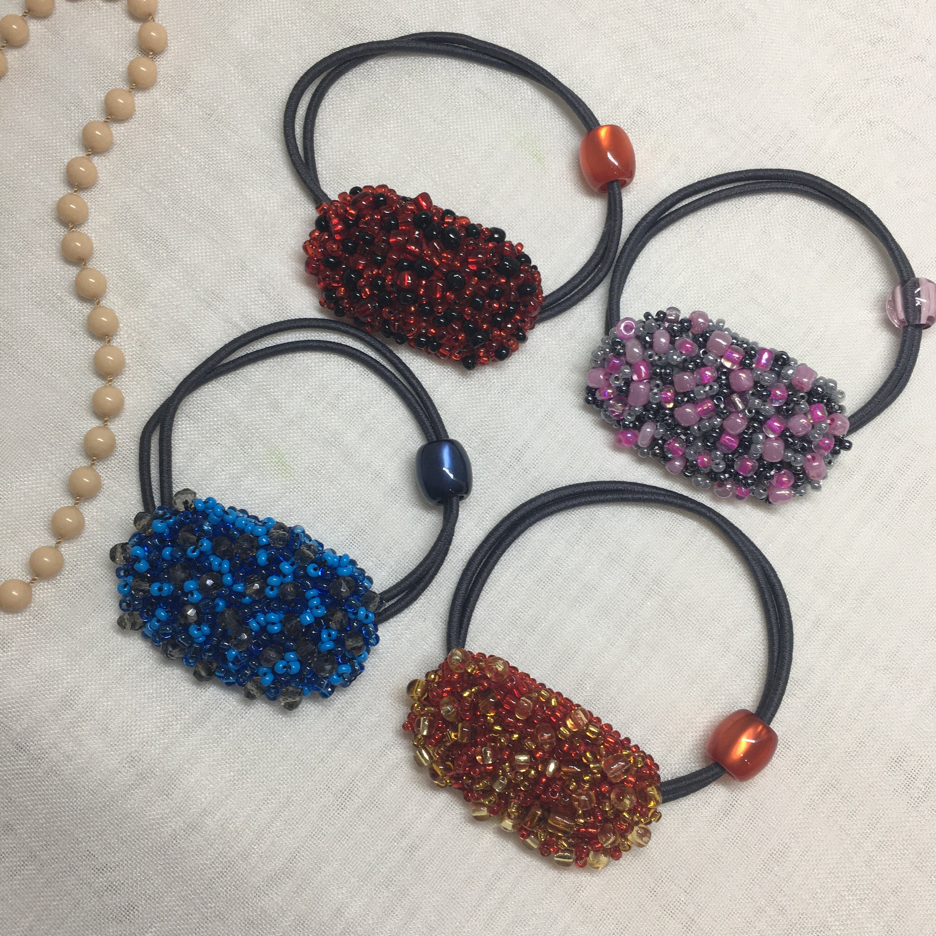 Beaded scrunchies hair accessory beaded elastics beaded Etsy