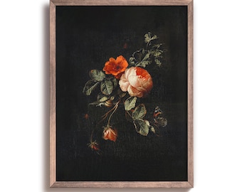 Baroque Rose Still Life Art Print, Vintage French Country Style