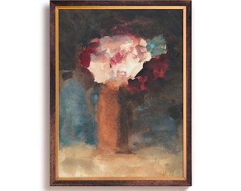 Rose Still Life Art Print, Rustic Farmhouse Vintage Wall Decor