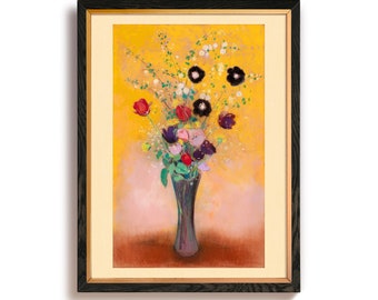 Odilon Redon Flower Art Print, Vintage Pastel Still Life