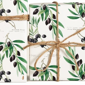 Olive Branch Pattern Wrapping Paper, Vintage Olive Illustration gift wrap sheets, Vintage Style Olive Pattern