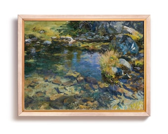 Creek Art Print by John Singer Sargent, Wall Art, Rustic, Mountain Creek Painting, Vintage Art Print, Large Printed Poster