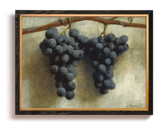 Joseph Decker Grapes Art Print, Vintage Farmhouse Wall Decor