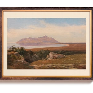 Impresión de arte de paisaje costero, arte de pared de paisaje marino impreso, pintura de paisaje marino, costa rústica, impresión de arte de paisaje oceánico vintage
