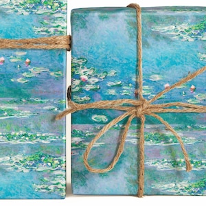 Monet Water Lily Wrapping Paper Roll, Water Lilies Gift Wrap Sheets, Water Lily Pattern