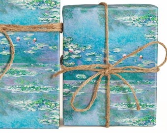 Monet Water Lily Wrapping Paper Roll, Water Lilies Gift Wrap Sheets, Water Lily Pattern