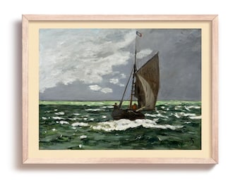 Claude Monet Seascape Art Print, Stormy Sailing, Vintage Coastal Wall Art