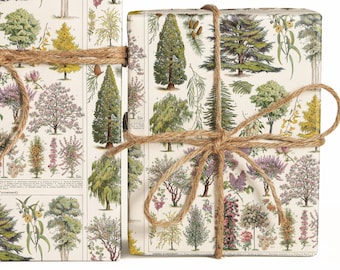 Ornamental trees Wrapping Paper Roll, Vintage Tree Gift Wrap Sheets, Tree Pattern