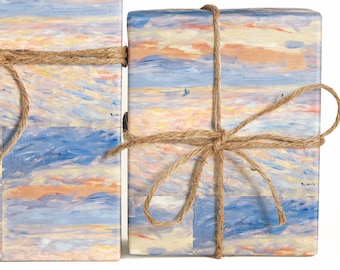 Sunset Painting Wrapping Paper Roll,  Renoir's Sunset Painting Gift Wrap Sheets, Painting Pattern