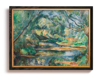 The Brook Art Print by Paul Cezanne, Landscape Wall Art, Traditional, Farmhouse, Rustic, Country Painting, Vintage Landscape, Large Print