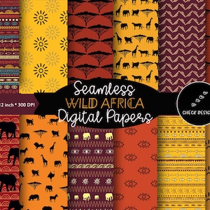 Digital Paper - Wild Africa Scrapbook Background - Printable Seamless Design for Paper Crafting & Journaling