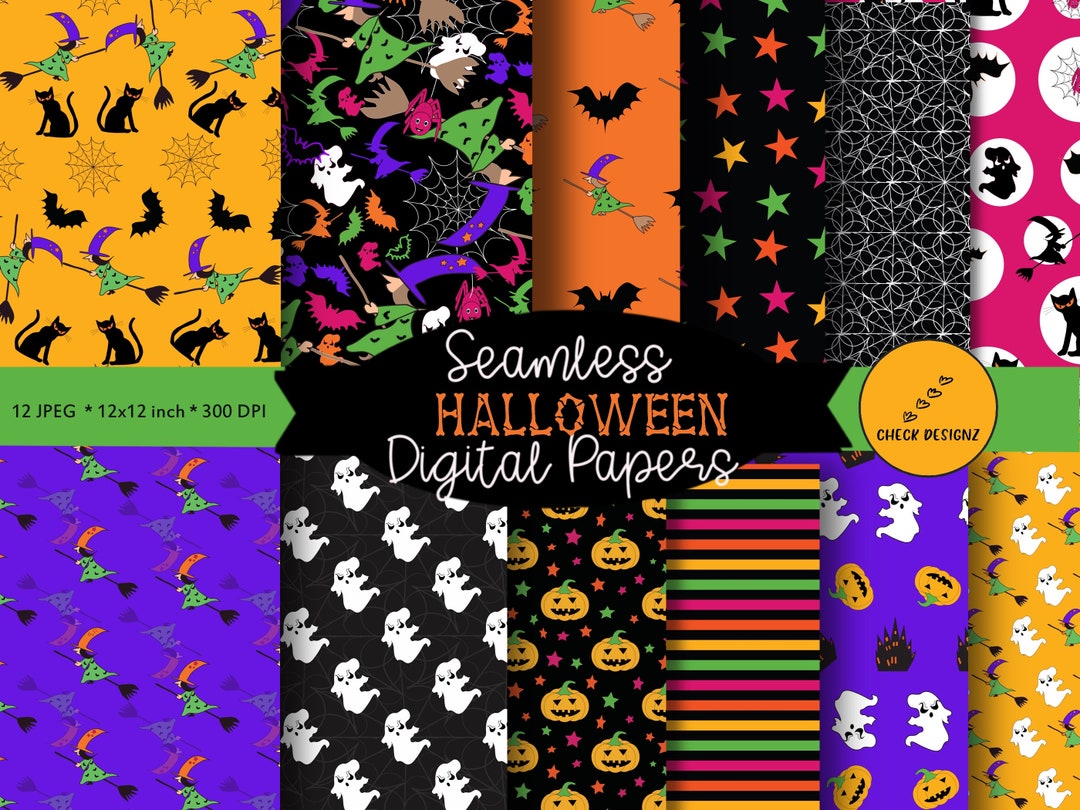 Digital Download - Halloween - Seamless Pattern- Scrapbook - Journaling ...